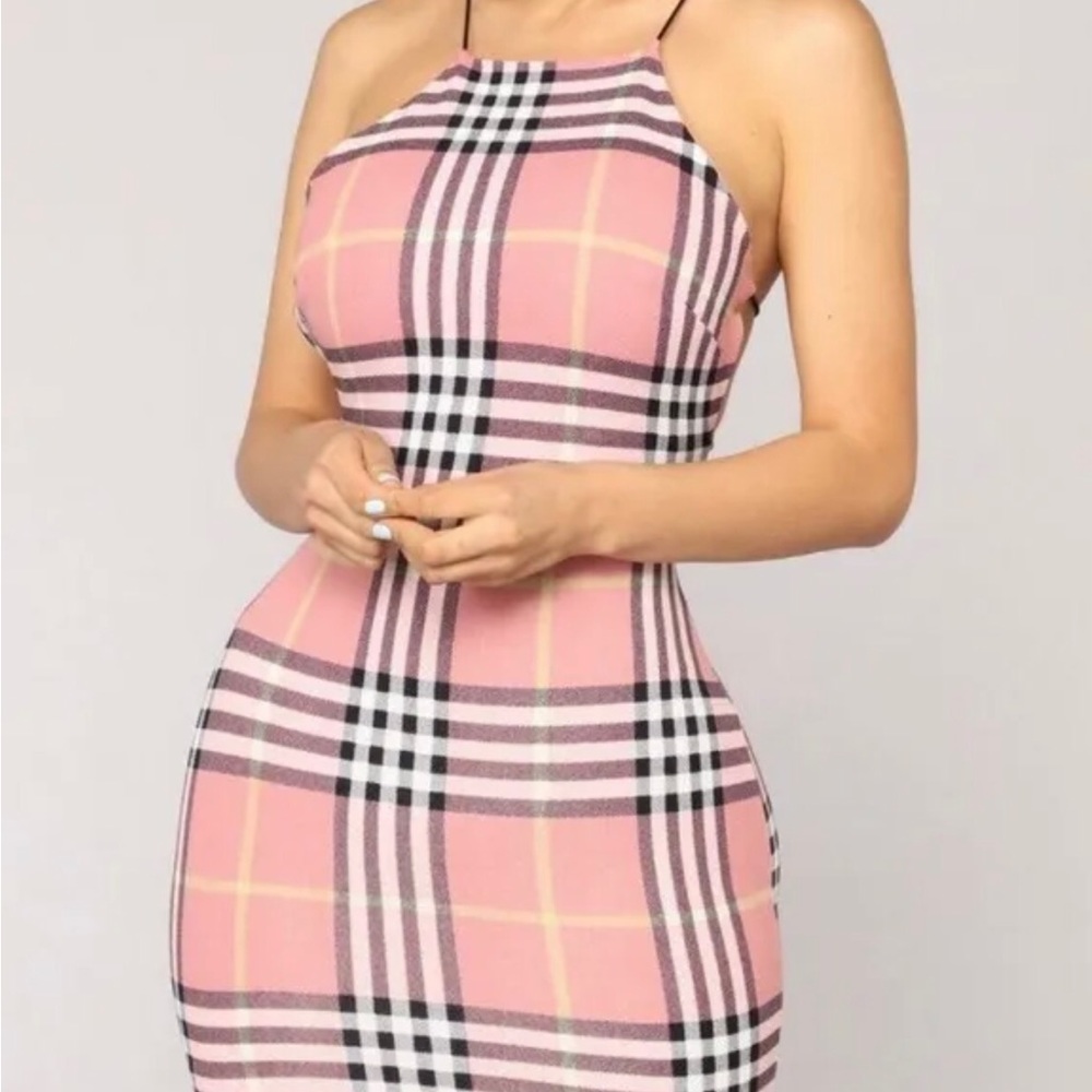 NWT Fashion Nova Good OL'Days Plaid Dress Pink XL